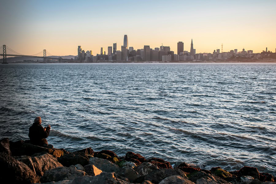 Best Places to Watch The Sunset in San Francisco View of the San Francisco Skyline as the Sun is Setting