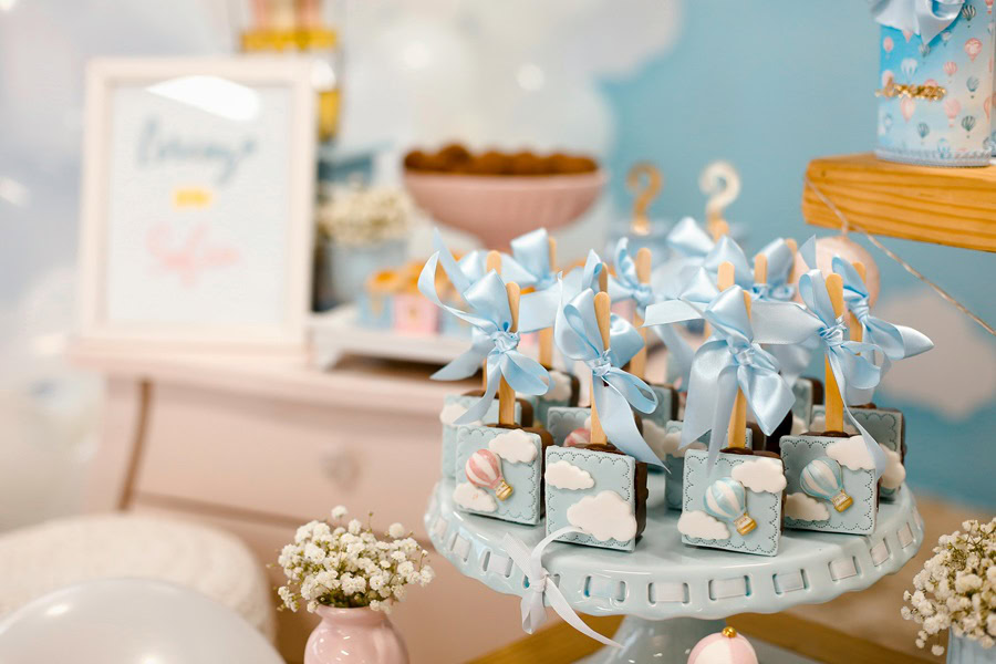 Baby Boy Gift Ideas a Table of Party Favors at a Baby Shower