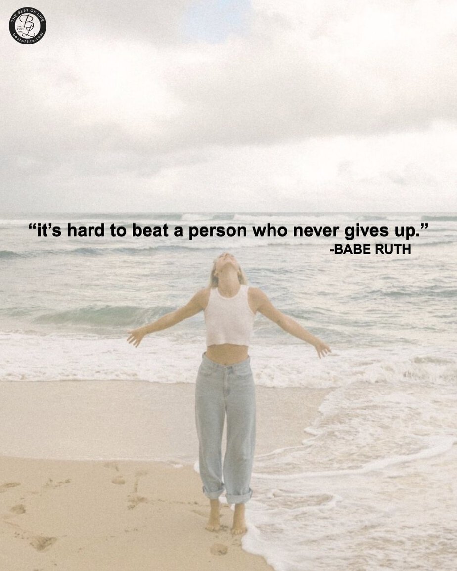 Short Quotes About Happiness "It's hard to beat a person who never gives up." -Babe Ruth