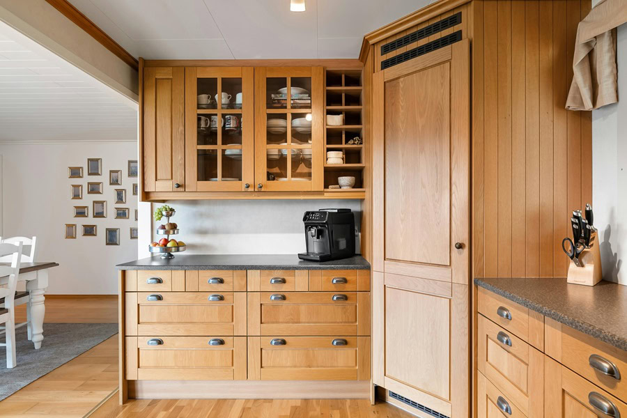 Oak Kitchen Makeover Ideas View of a Kitchen with Oak Cabinetry