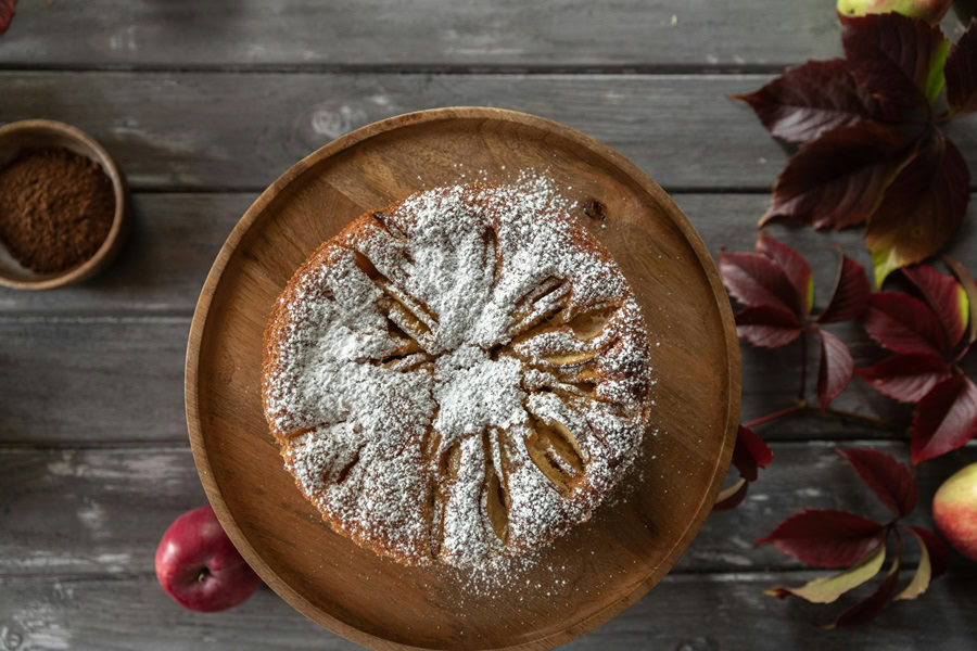 Apple Dessert Recipes an Apple Cake Dusted with Powdered Sugar