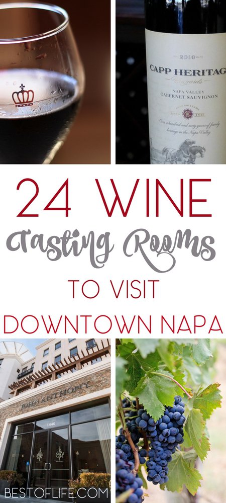 Walk and enjoy Napa wines at one of their many wine tasting rooms in Downtown Napa. Napa Valley Vacation | Downtown Napa | Best Napa Wines | Where to Stay in Downtown Napa | Wine Tastings in Napa | Best Wines in Napa