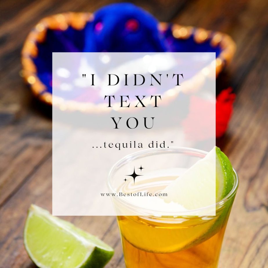 Tequila Quotes "I didn't text you. Tequila did."