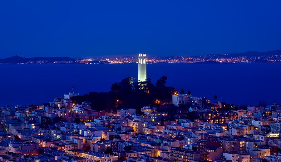 Things to See in San Francisco View of Coit Tower at Night