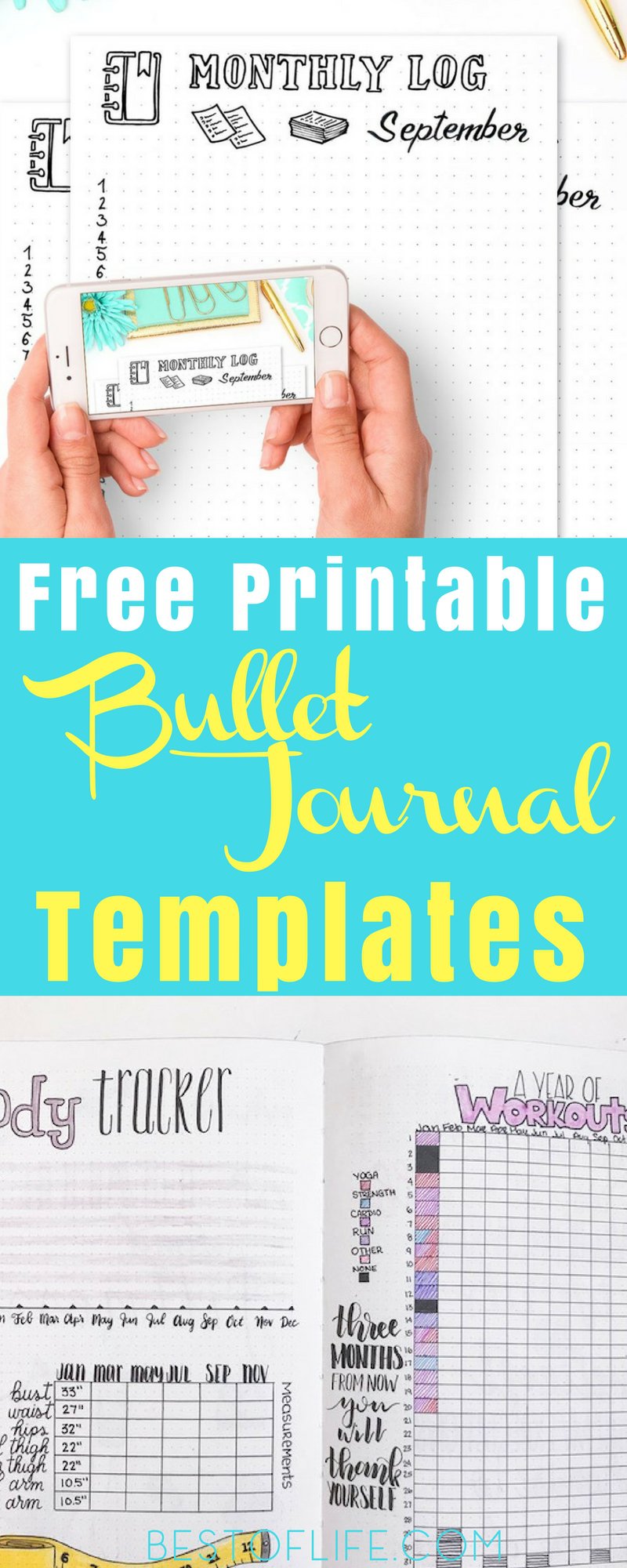 Printable bullet journal templates can help give you the creativity you need to put together the best bullet journal to organize every aspect of your life. Bullet Journal Printables | Free Bullet Journal Printables | BuJo Printables | Bullet Journal Tips | Best BUllet Journal Tips | BuJo Tips | Best BuJo Tips
