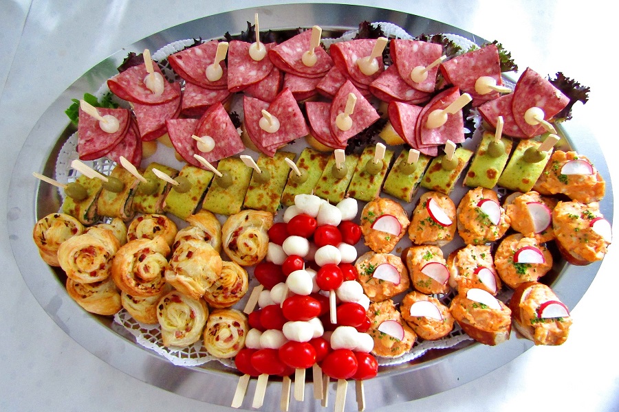 Finger Food Appetizers Overhead View of a Platter Filled with Finger Foods