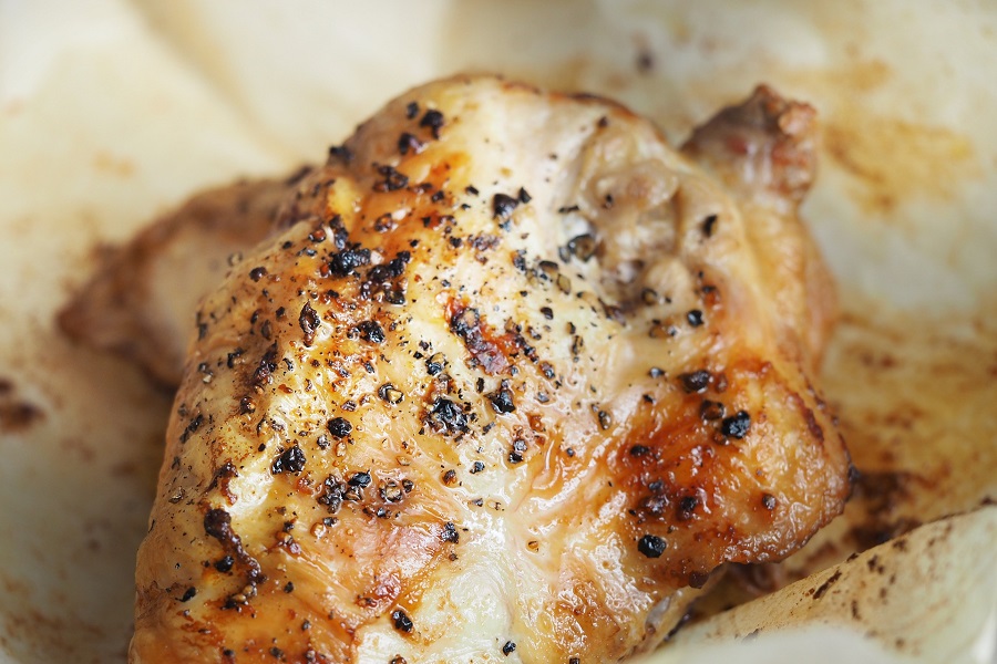 Whole30 Instant Pot Chicken Recipes Close Up of a Piece of Cooked Chicken