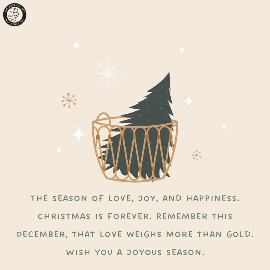 12 Days of Christmas Quotes for Kids The season of love, joy, and happiness. Christmas is forever. Remember this December, that love weighs more than gold. Wish you a joyous season.