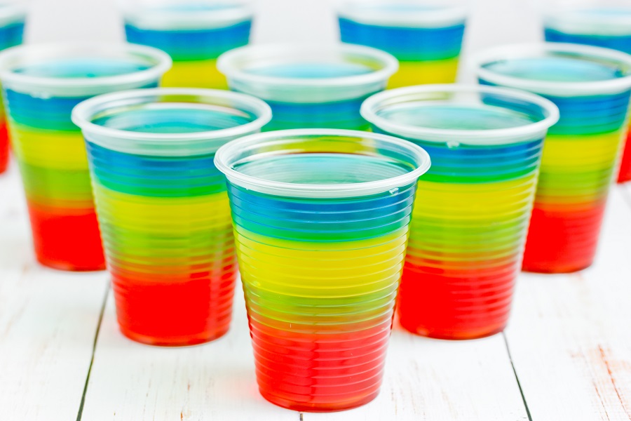 How to Make Jello Shots Quick Plastic Cups of Jello Shots in a Formation