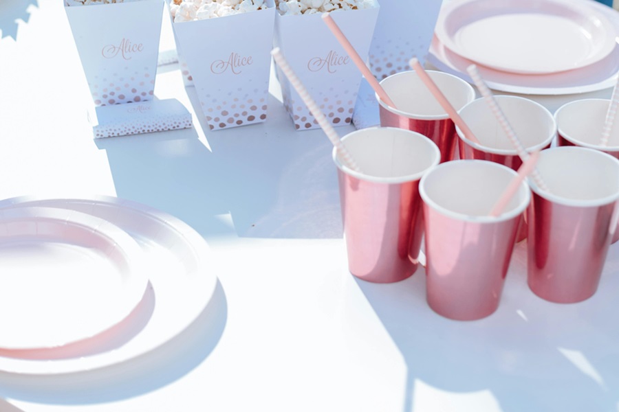 Summer Party Essentials Shopping List Close Up of Plate and Cups on a Table Outside