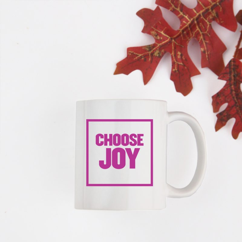 Choose Joy Block Font Quote Mug Pink