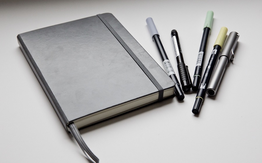 How to Start a Bullet Journal Journal on a Table with Pens Next to it
