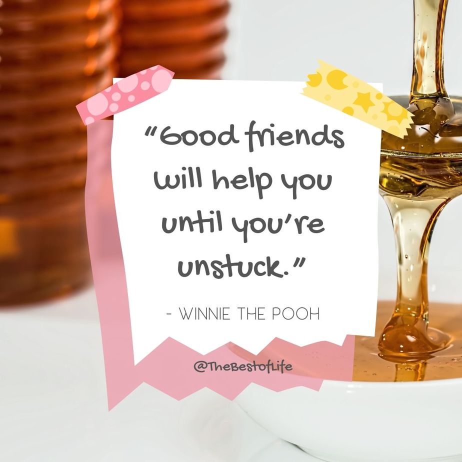 Disney Quotes About Friendship "Good friends will help you until you’re unstuck." -Winnie The Pooh