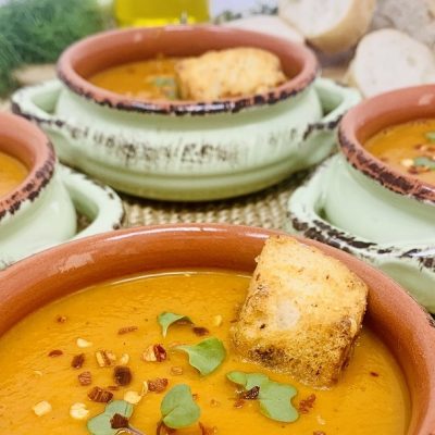 Instant Pot Red Pepper Tomato Soup Bowls of Soup