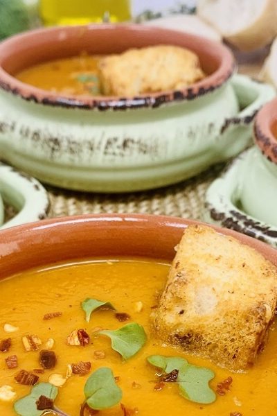 Instant Pot Red Pepper Tomato Soup Bowls of Soup