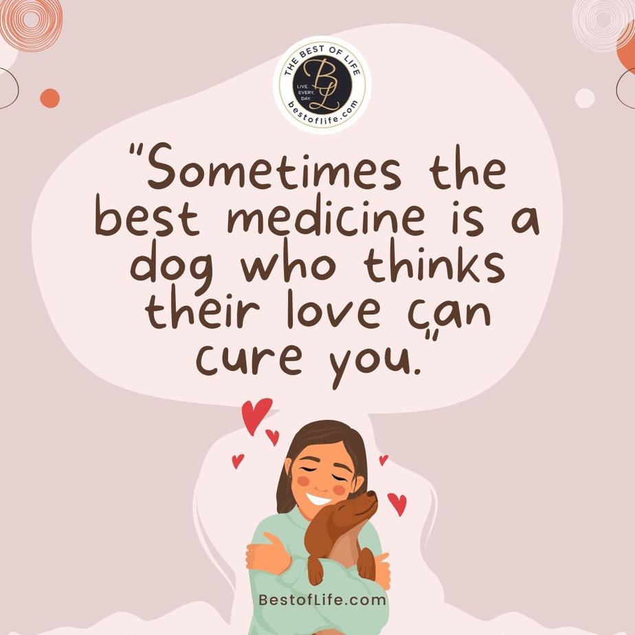 Dog Quotes About Love Sometimes the best medicine is a dog who thinks their love can cure you.