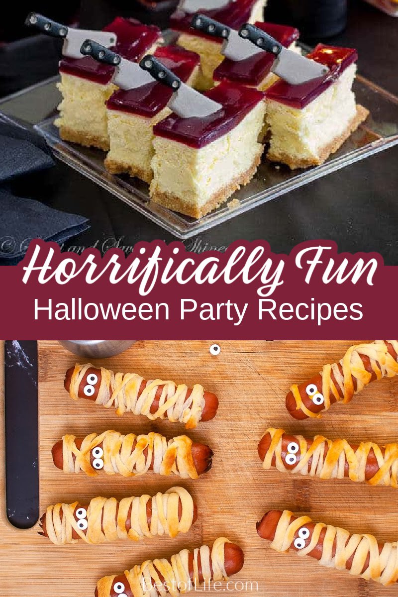 Hosting a spooky party is no easy task, but the food is taken care of with these crowd-pleasing Halloween party recipes. Halloween Party Food Ideas | Easy Halloween Party Recipes | Crowd-Pleasing Halloween Appetizers | Spooky Party Food | Halloween Menu Planning | Halloween Potluck Recipes | Best Halloween Party Snacks | Halloween Entertaining Ideas via @thebestoflife