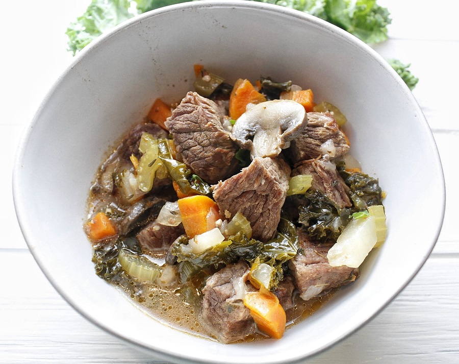 Whole30 Instant Pot Beef Stew Recipe Close Up of a Bowl of Stew