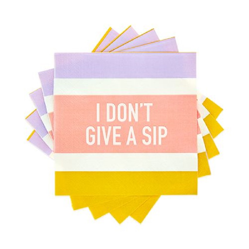 I Don't Give a Sip Cocktail Napkin Set Spiralized Against a White Background