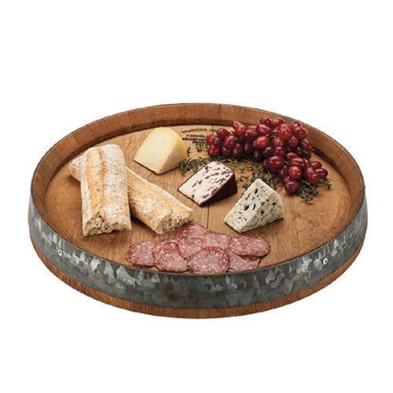 Lazy Susan Tray Filled with Cheeses and Grapes