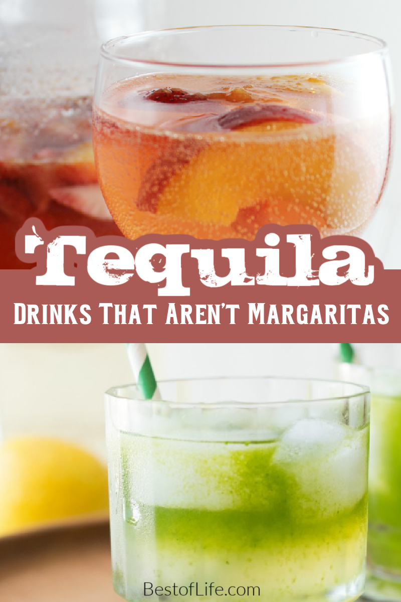 It's no secret we love margaritas, but there is so much more to do with tequila! From fruity drinks to coffees and spiced drinks, these tequila drinks that aren't margaritas are sure to be a favorite. Low Calorie Cocktails | Tequila Cocktails | Happy Hour Drink Recipes | Tequila Sunrise | Tequila Rose Drinks | Shots for Parties | Cocktail Party Ideas | Party Recipes for Adults | Recipes for Cocktail Parties via @thebestoflife