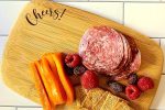 Close Up of a Personalized Mini Charcuterie Board With Meats and Fruit