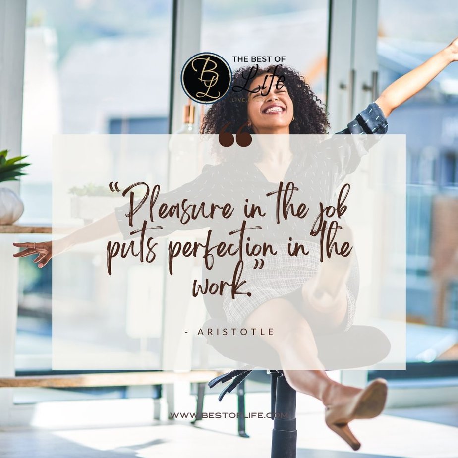 Inspirational Tuesday Motivation Quotes “Pleasure in the job puts perfection in the work.” - Aristotle