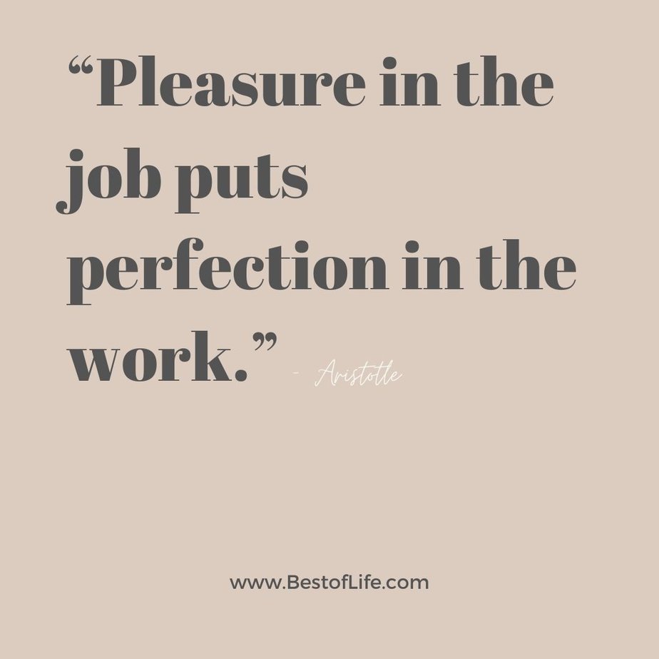 Inspirational Tuesday Motivation Quotes to Keep you Going “Pleasure in the job puts perfection in the work.” - Aristotle