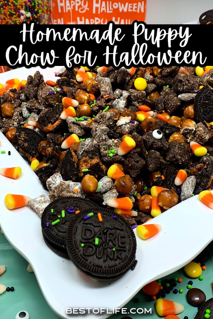 Our Halloween puppy chow recipe is the perfect Halloween party snack! Kids can help make it, too! Easy Halloween Treats | Halloween Snacks for Kids | Puppy Chow Halloween Recipe | Halloween Muddy Buddies | Halloween Party Snacks | Halloween Desserts Easy | Kids Halloween Recipes | Halloween Snack Ideas | Halloween Treats to Make | Halloween Candy Snacks | Halloween Party Food Ideas | Easy Halloween Recipes for Kids | Halloween Chocolate Snacks | Halloween Puppy Chow Muddy Buddies