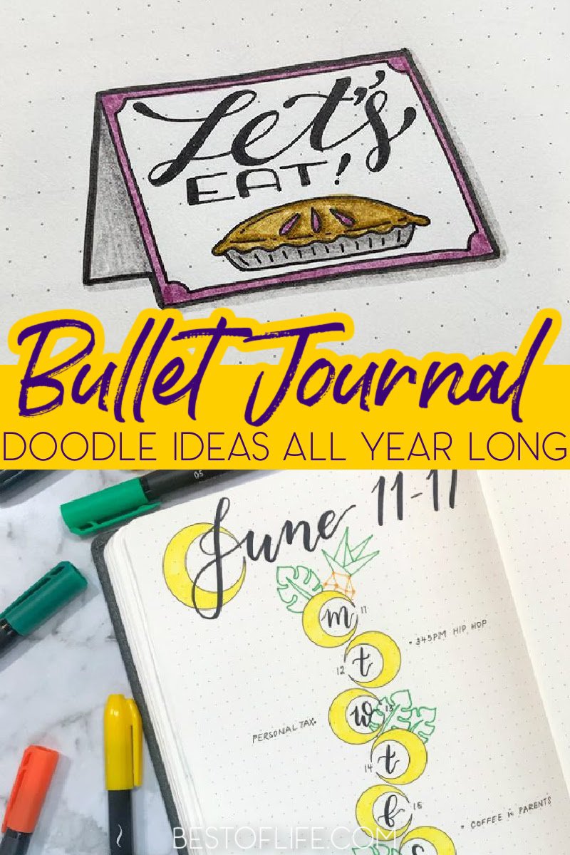 Bullet journal hand drawn doodles are great ways to add personal flair to the book of your life, your day to day, and your goals for the future. Bullet Journal Ideas | Bullet Journal Drawings | Doodles for Bullet Journals | Life Organization Tips #bulletjournal #doodles via @thebestoflife