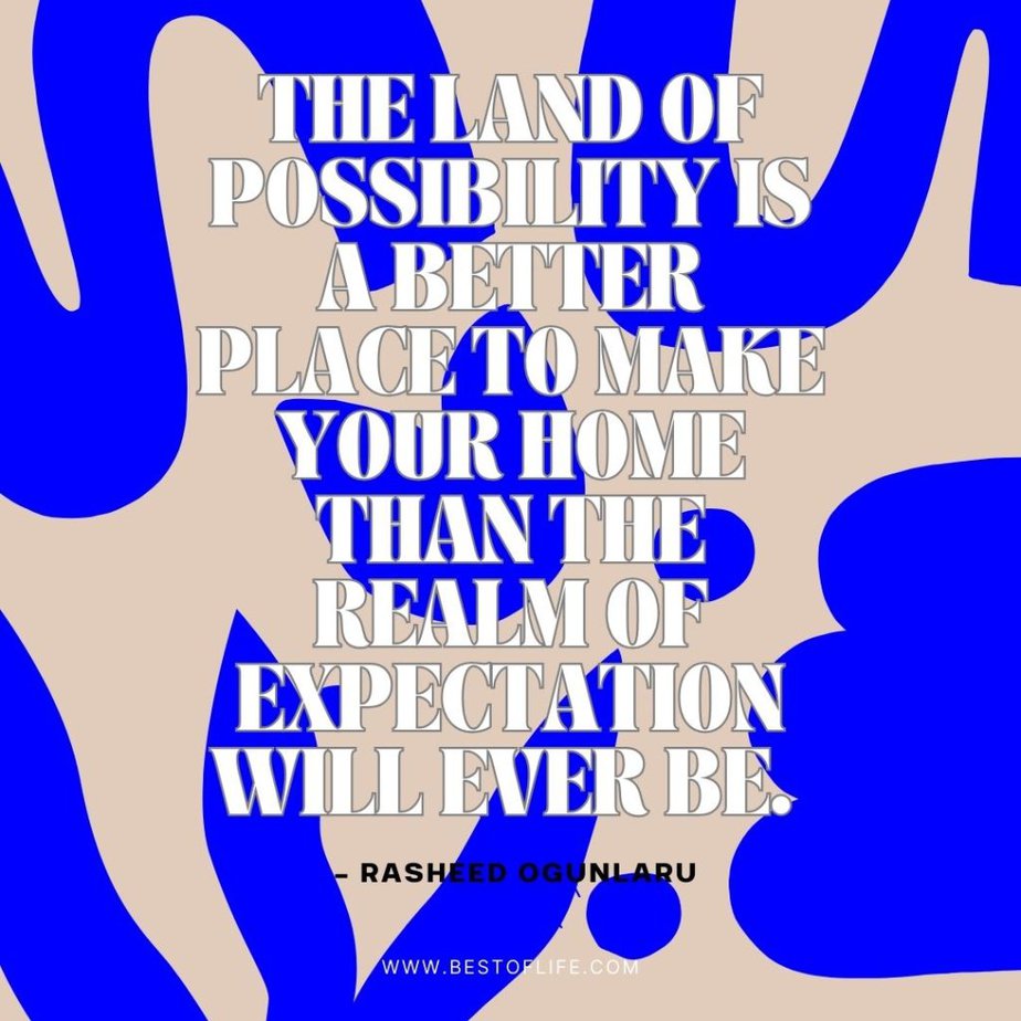 Quotes About Direction and Purpose The land of possibility is a better place to make your home than the realm of expectation will ever be. - Rasheed Ogunlaru