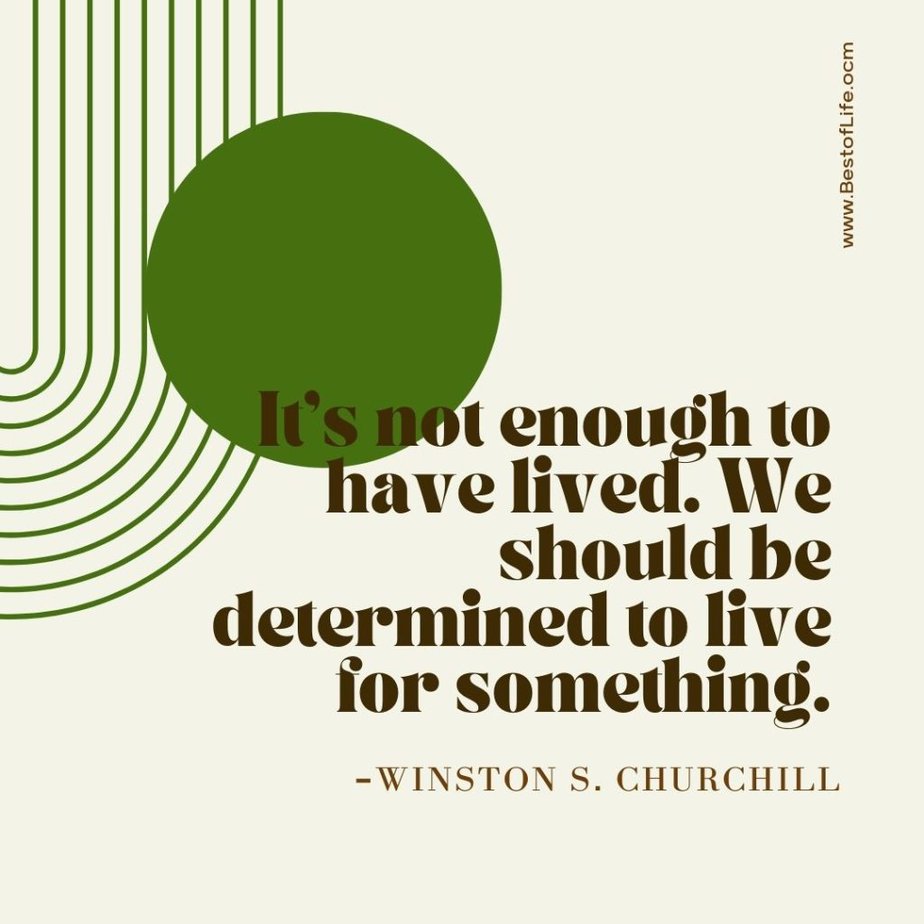 Quotes About Direction and Purpose It’s not enough to have lived. We should be determined to live for something. - Winston S. Churchill