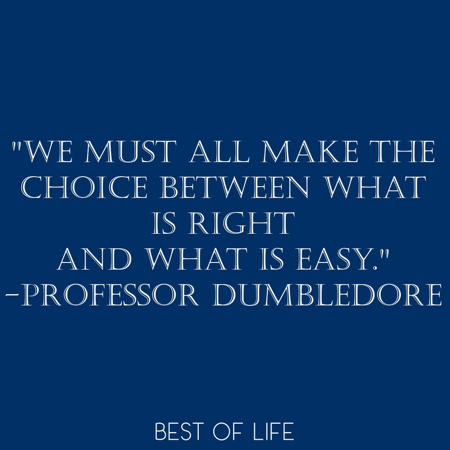 Quotes for Boys Rooms_We must all make the choice between what is right and what is easy._ -Professor Dumbledore