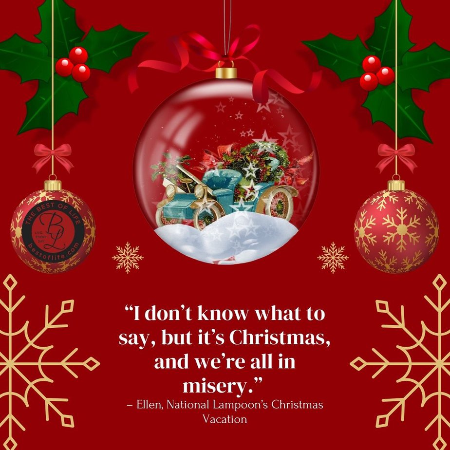 Best Christmas Quotes from Movies "I don't know what to say, but it's Christmas, and we're all in misery." - Ellen, National Lampoon's Christmas Vacation