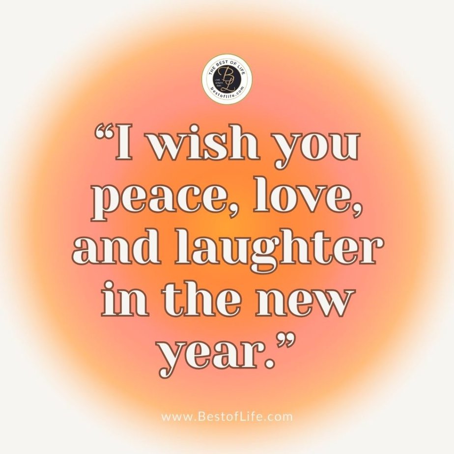 Quotes to Ring in the New Year "I wish you peace, love, and laughter in the new year."