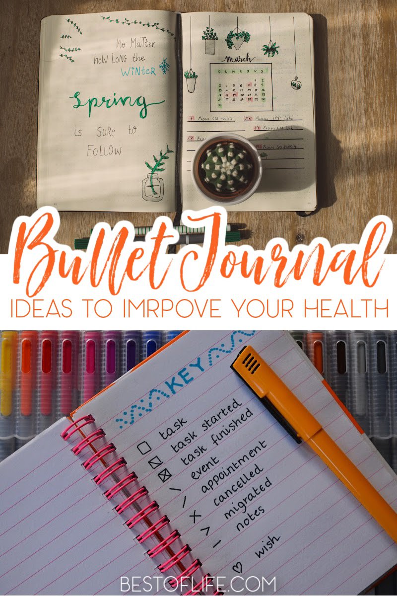 Learn a few of the best bullet journal ideas to improve your health. They'll help you live a healthier lifestyle one bullet point at a time. Bullet Journal Ideas | Easy Bullet Journal Ideas | Bullet Journal Ideas for Health | Healthy BuJo Ideas | Easy BuJo Ideas | BuJo tips via @thebestoflife