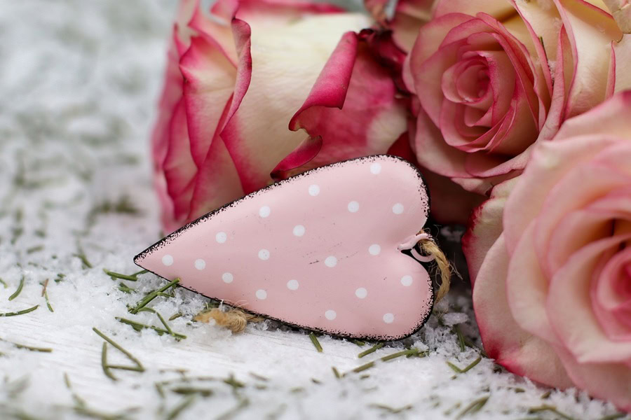 Fun and Free Valentine's Day Printables for Kids a Fabric Stuffed Heart Next to Pink and White Roses