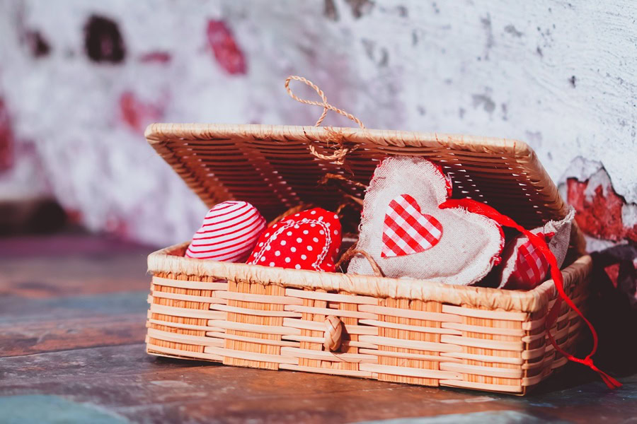 Fun and Free Valentine's Day Printables for Kids a Wicker Container of Felt Hearts