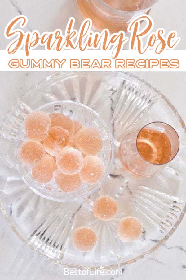 Make the best sparkling rosé gummy bear recipes for your next party or gathering of friends and family for a fun party twist! Rosé Gummies Recipes | Champagne Gummy Bears | Wine Gummy Bears | Wine Infused Gummy Bears | Alcoholic Gummy Bear Recipes #party #recipes via @thebestoflife