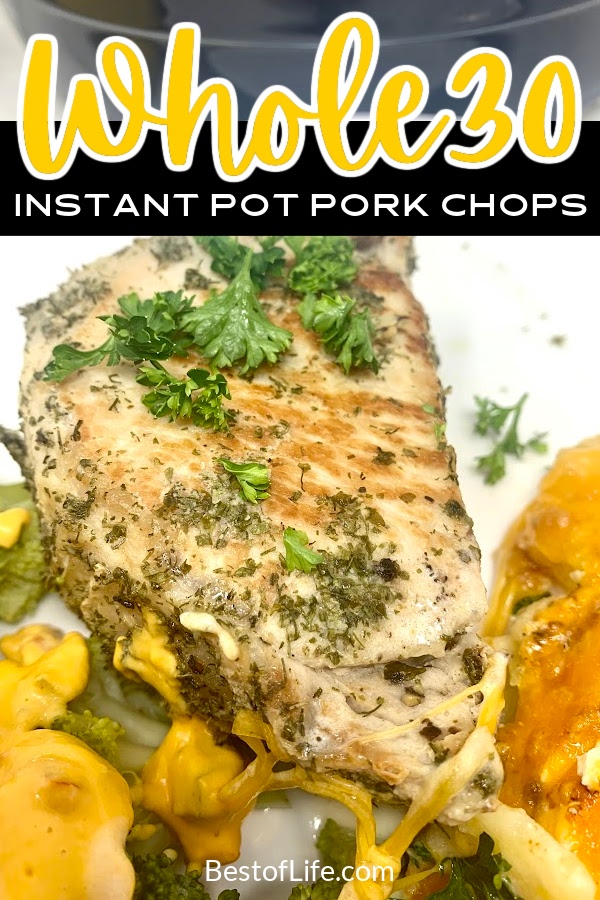 Enjoy this delicious and healthy Whole30 Instant Pot pork chops recipe any night of the week when you want to stay on track with your weight loss goals. Healthy Instant Pot Pork Chops | Whole30 Pork Chops | Instant Pot Pork Chops Healthy | Whole30 Dinner Recipes | Whole30 Recipes with Pork | Weight Loss Recipes| Easy Healthy Dinner Recipes  #healthyrecipes #whole30