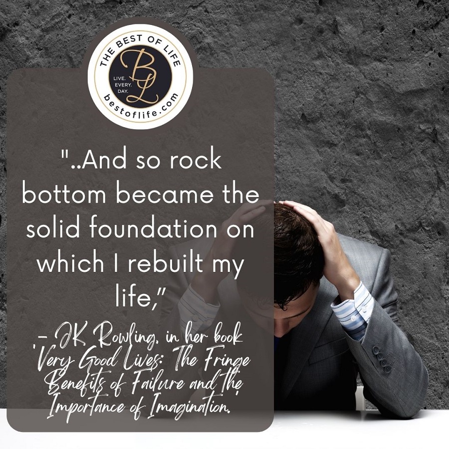Quotes About New Beginnings After Divorce “..And so rock bottom became the solid foundation on which I rebuilt my life,” -J.K. Rowling