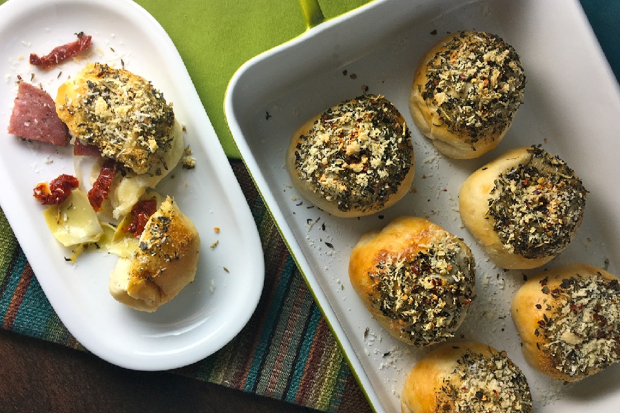 Finger Food Appetizers Overhead View of a Tray Hot Italian Cheese Balls