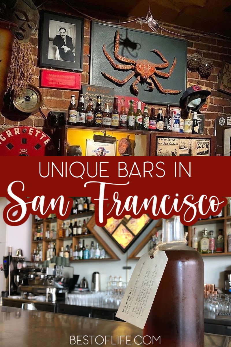 These unique bars in San Francisco will not only serve you a good drink, but they will also serve you with great memories and good times whether you are just visiting San Francisco or living in the area. Where to Drink in San Francisco | Things to do in San Francisco | Things to do in California | Best Bars in San Francisco | Adult Activities in San Francisco | San Francisco Travel Tips | Unique Bars Bay Area | Bay Area Things to Do via @thebestoflife