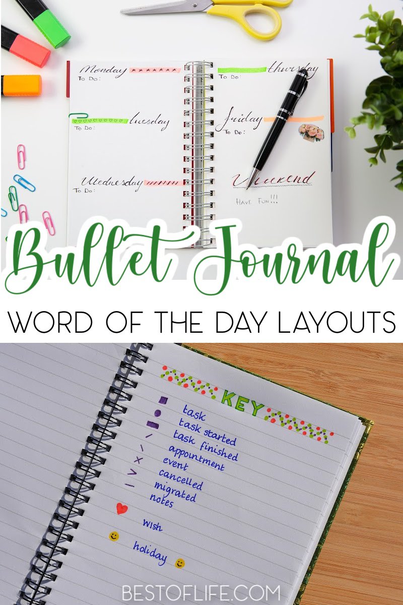 Bullet journal word of the day layouts allows you to motivate yourself every day when you open your journal for the first time. Bullet Journal Ideas | BuJo Ideas | Bullet Journal Layouts | Bullet Journal Inspirational Layouts | Word of The Day #bulletjournal #layouts