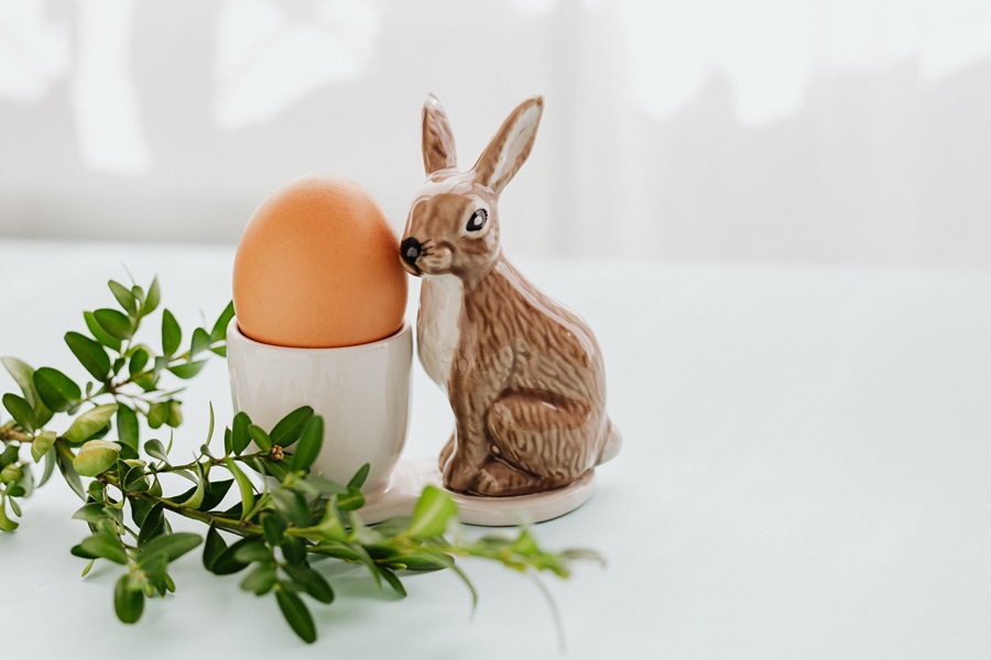 Easter Basket Ideas for Adults an Egg in an Egg Holder Next to a Toy Bunny