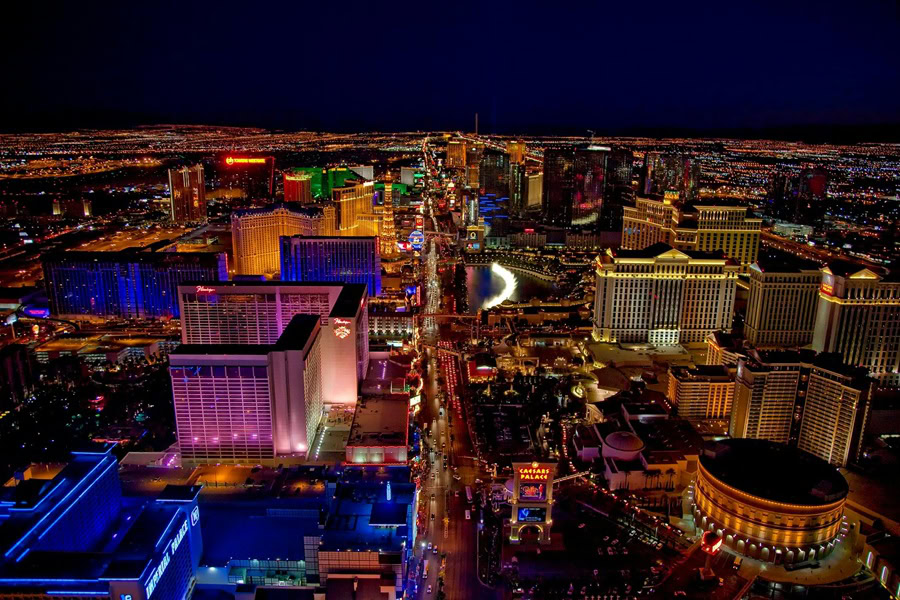 Free Things to Do in Las Vegas for Couples Aerial View of the Entire Strip at Night