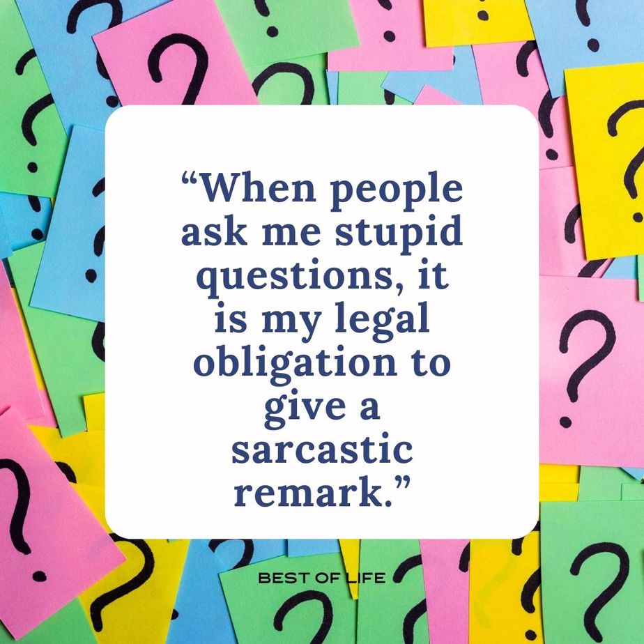 Hilarious Smartass Quotes When people ask me stupid questions, it is my legal obligation to give a sarcastic remark.