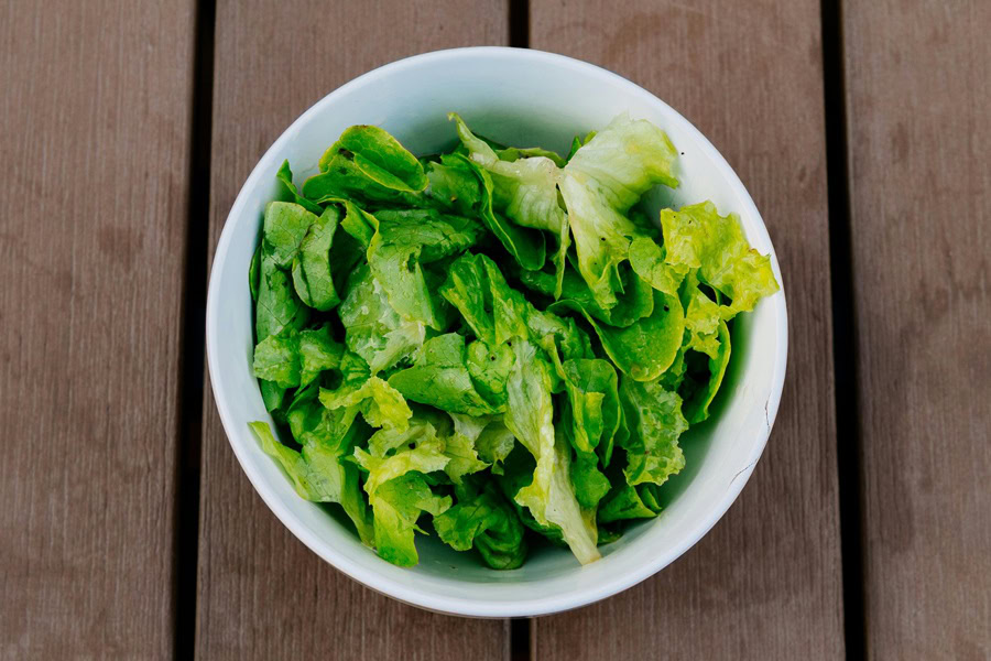 Vegetarian Party Recipes for a Crowd Close Up of a White Bowl of Lettuce