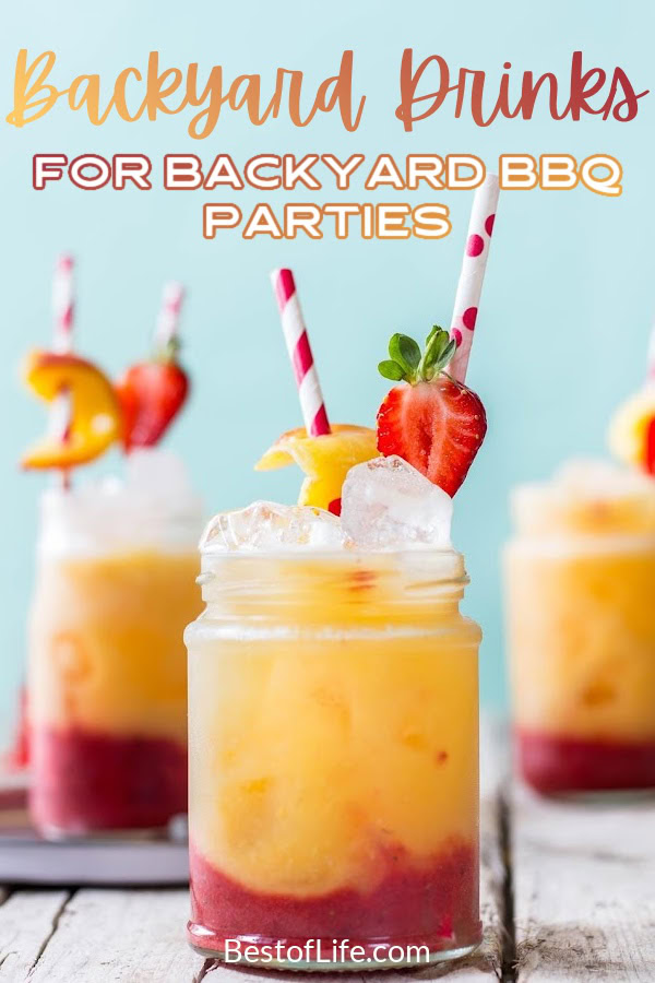 Make some easy backyard BBQ drinks to make sure your party guests stay cool while you cook and enjoy the summer weather. BBQ Recipes | BBQ Party Recipes | Summer Party Recipes | Summer Recipes | Summer Drink Recipes | Drink Recipes for Outdoor Parties | Drinks for Kids | Drinks for Adults | Fruity Drinks | Sweet Drinks | Summer Drinks via @thebestoflife