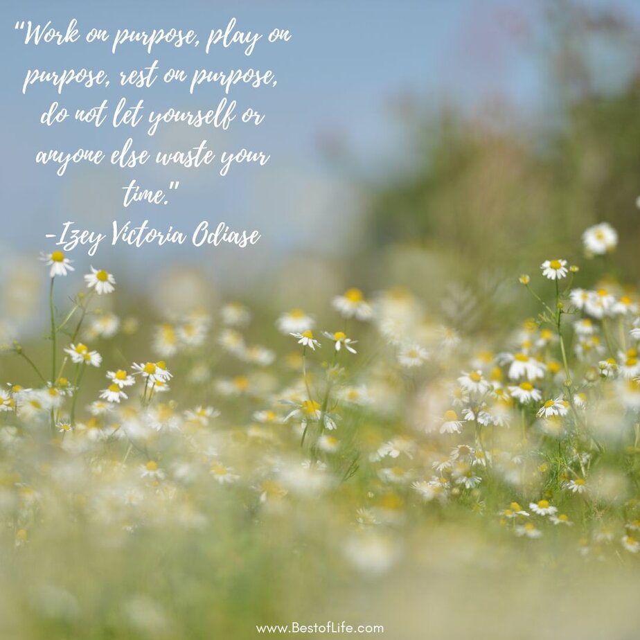 Best Quotes about Living with Intention “Work on purpose, play on purpose, rest on purpose, do not let yourself or anyone else waste your time.” -Izey Victoria Odiase
